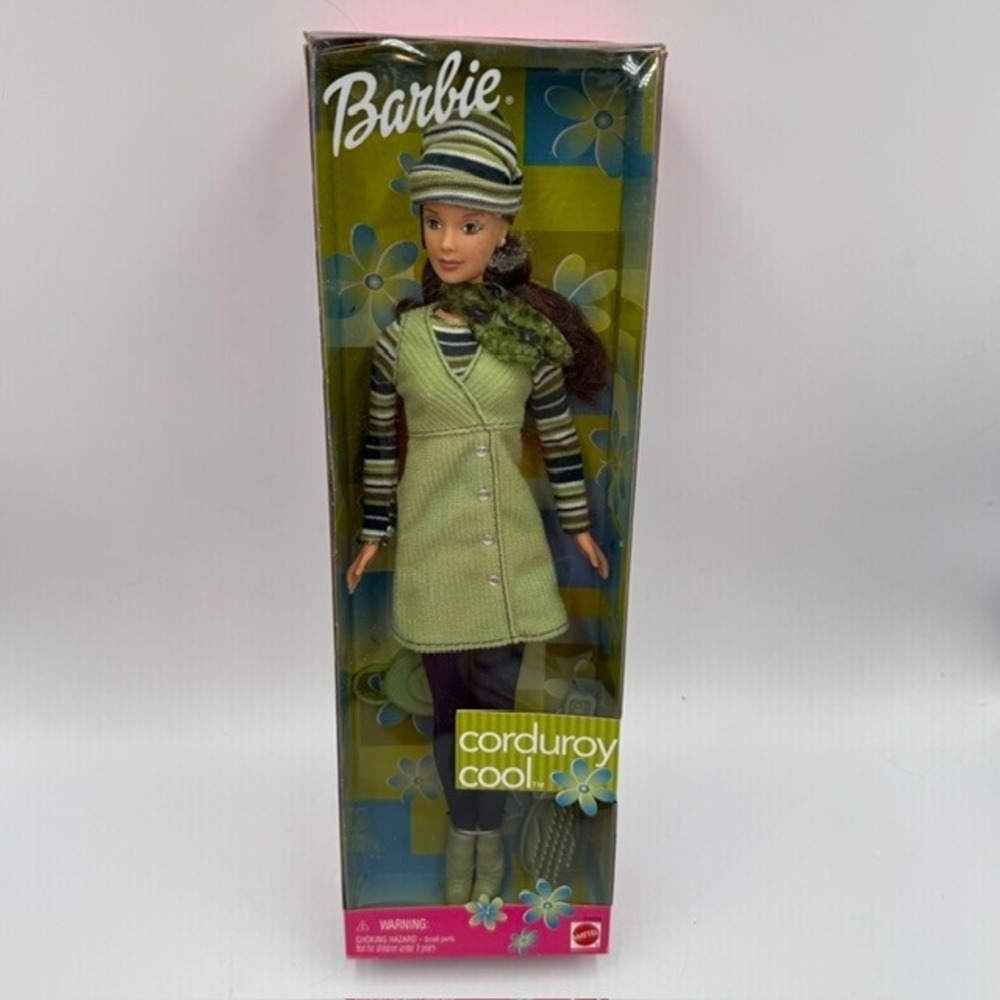 Vintage 1999 Barbie Corduroy Cool Doll Mattel 24659 Brunette Green Outfit NIB